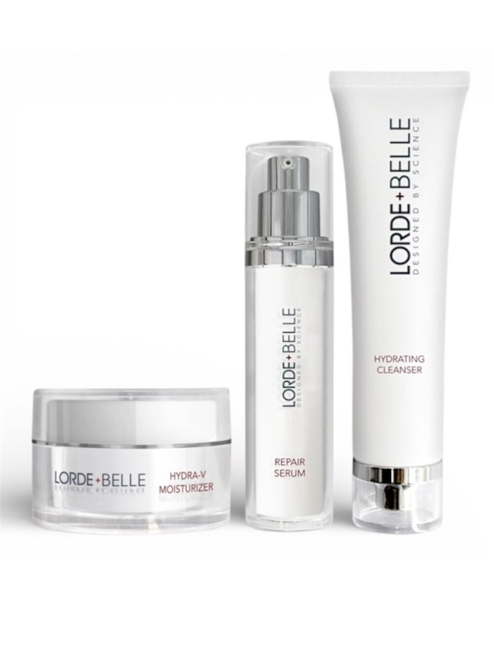 Lorde+Belle Regimen—Hydrating Cleanser + Repair Serum + HydraV HA3 Moisturizer